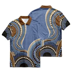 Aboriginal Dot Painting Polo Shirt Waterhole Blue