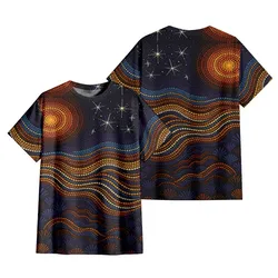 Aboriginal Dot Painting T-Shirt Sun And Plants Royal Blue