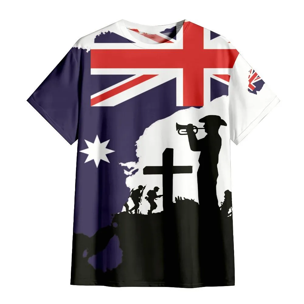 Lest We Forget T-Shirt Map And Flag Australia