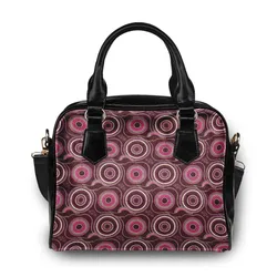 Aboriginal Dot Painting Shoulder Handbag Waterhole Pattern Neon Pink Urban