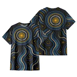 Aboriginal Dot Painting T-Shirt Running Water Royal Blue