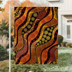 Aboriginal Dot Painting Garden Flag Campsite Earthy Orange