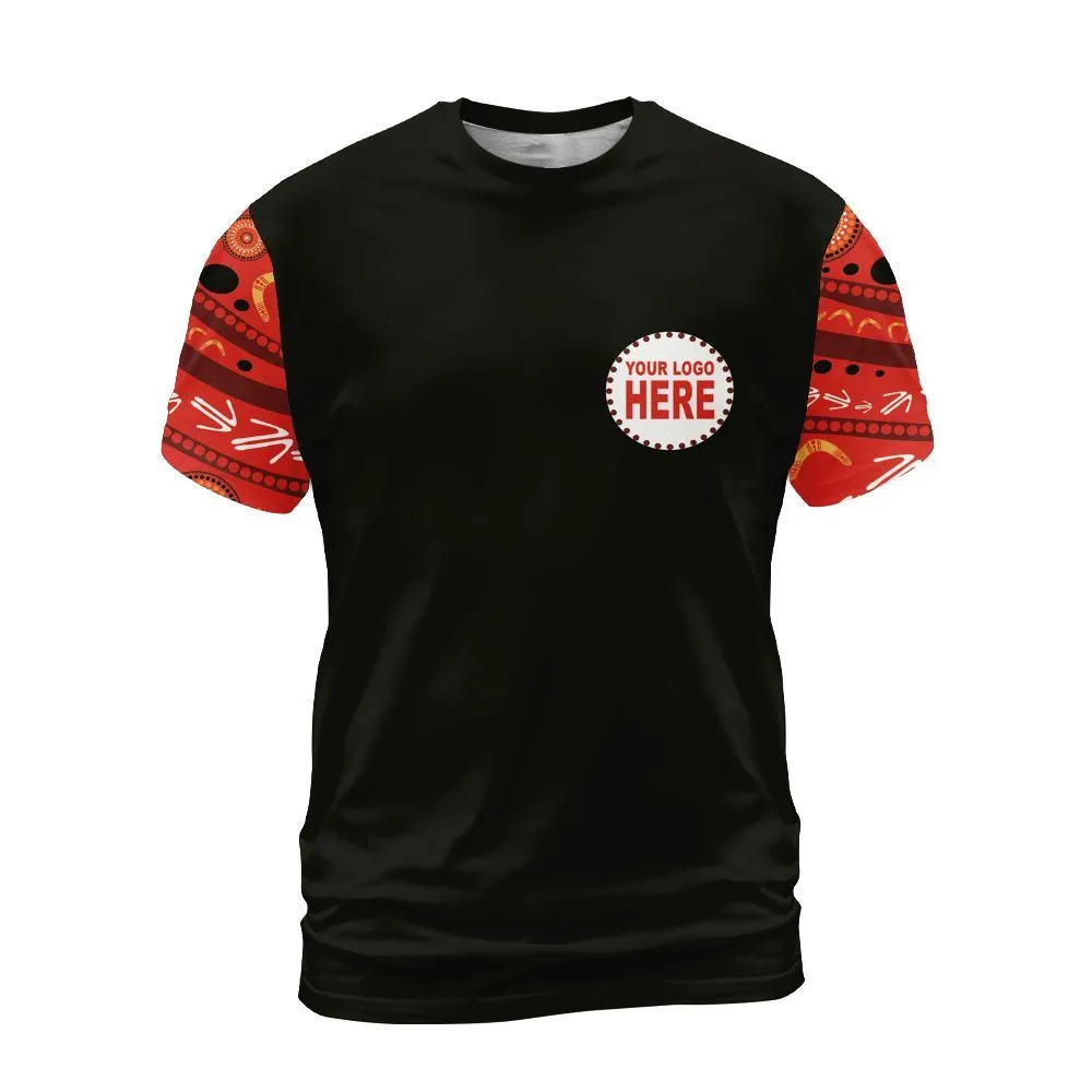 Aboriginal Dot Painting Custom Logo Men's T-Shirt Boomerang Spear Red