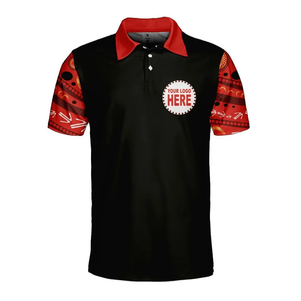 Aboriginal Dot Painting Custom Logo Men's Polo Shirt Boomerang Spear Red