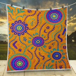 Aboriginal Dot Painting Quilt Waterway Orange