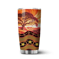 Aboriginal Urban Tumbler Roots Of Country Red Orange Dot Painting