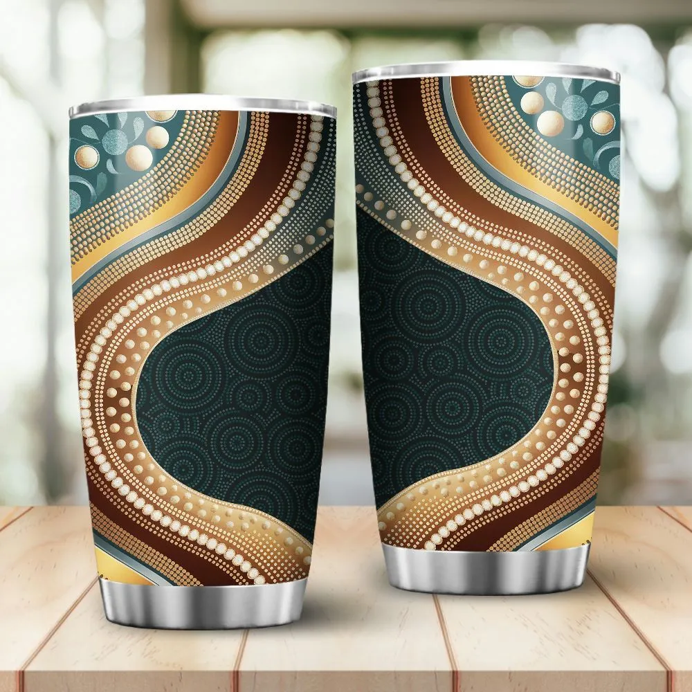 Aboriginal Dot Painting Tumbler Golden Waterways