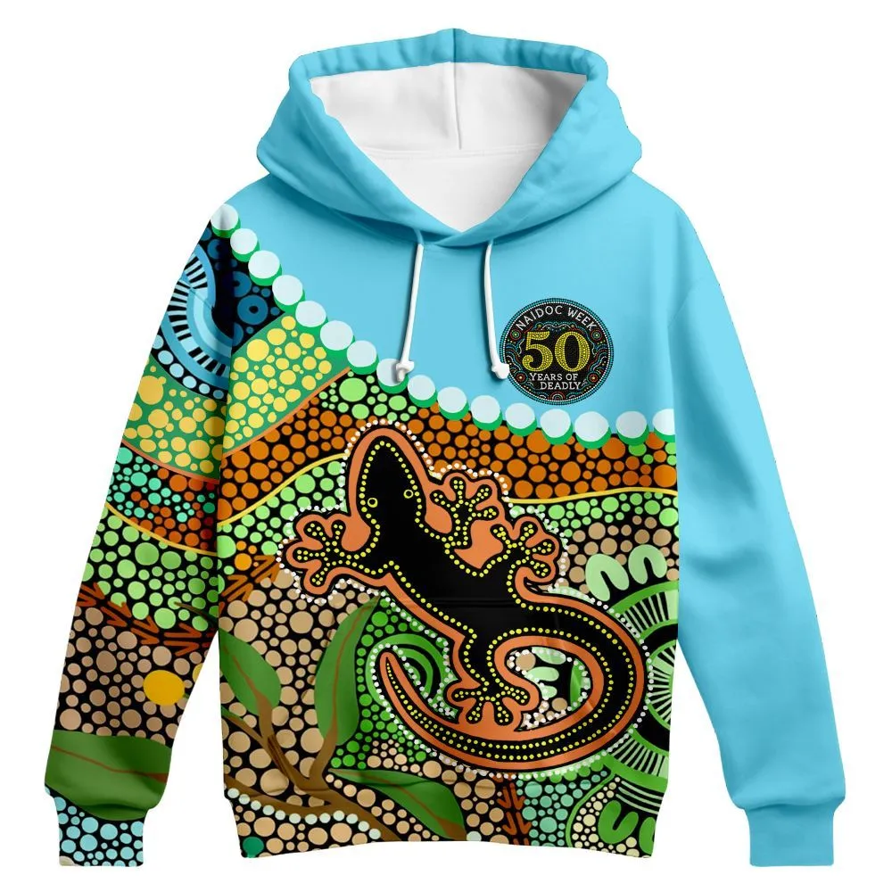 Aboriginal Dot Painting Hoodie Goanna NAIDOC 2026 Zip Up Hoodie