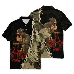 Lest We Forget Polo Shirt Barbed Wire Fern Leaf