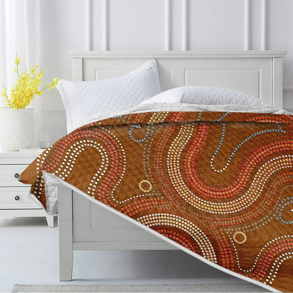 Aboriginal Dot Painting Quilt Red Earth Paths