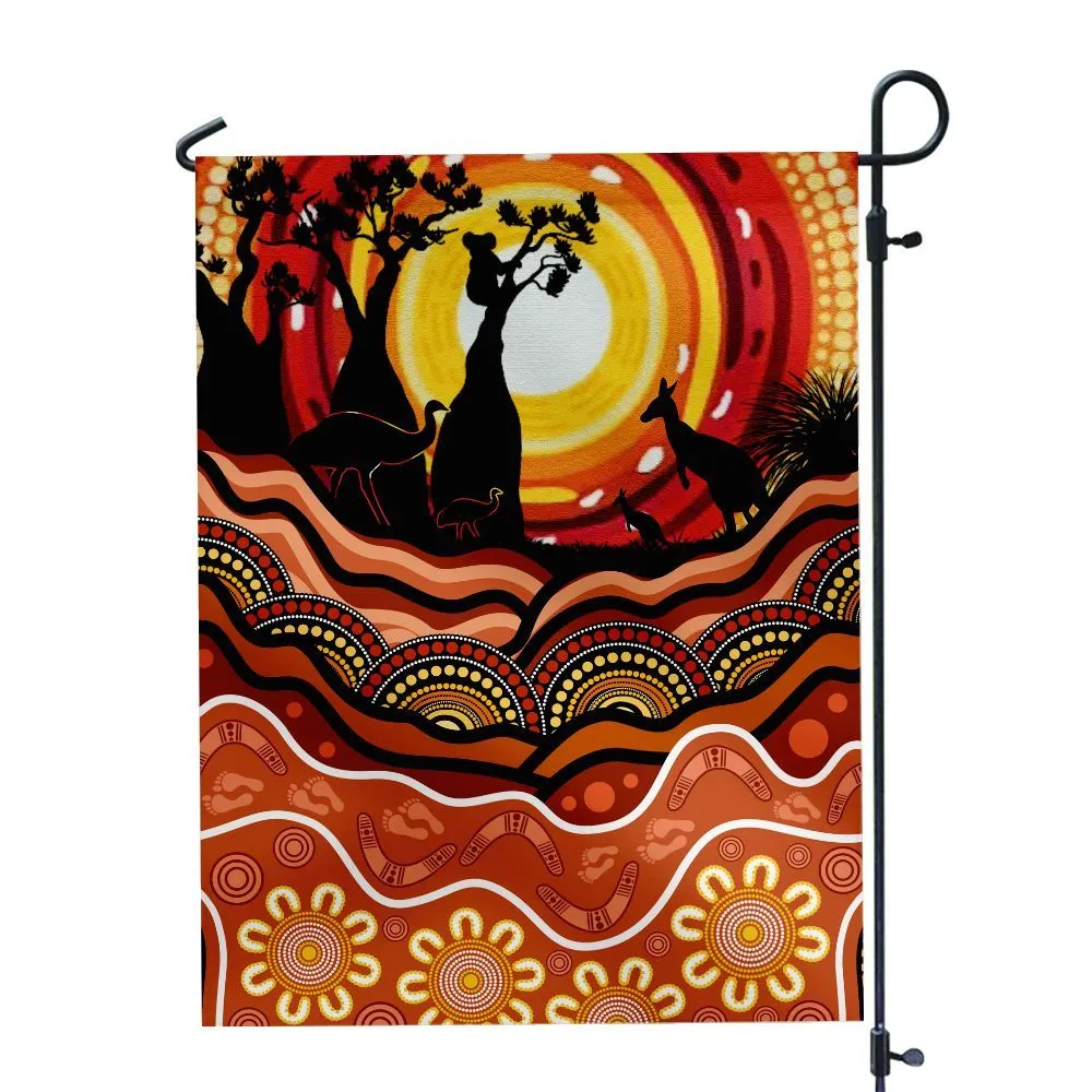 Aboriginal Urban Garden Flag Hunting Animals