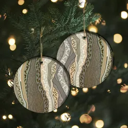 Aboriginal Rarrk Ornament Hunting Grey Brown Ceramic Ornament