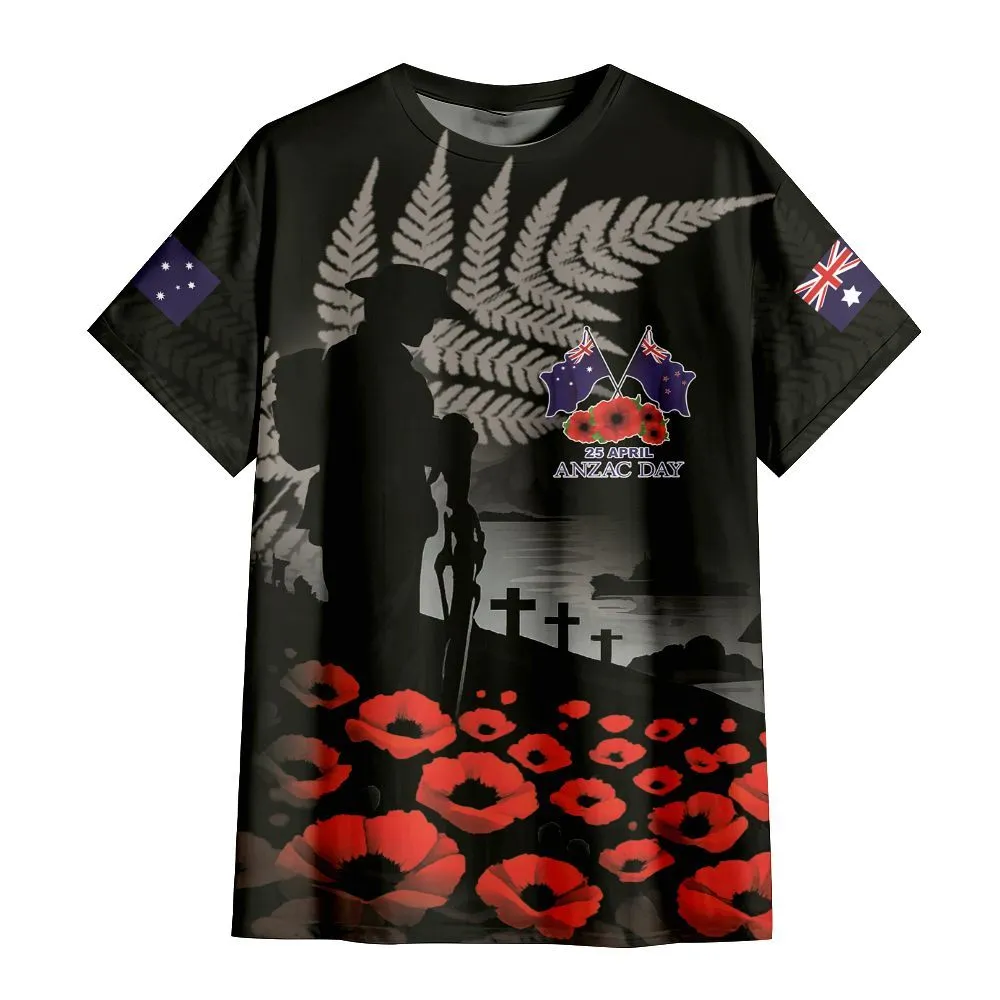 Lest We Forget T-Shirt Australia Flag Red Poppy