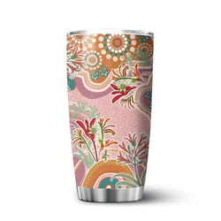 Aboriginal Dot Painting Tumbler Kangaroo Paw