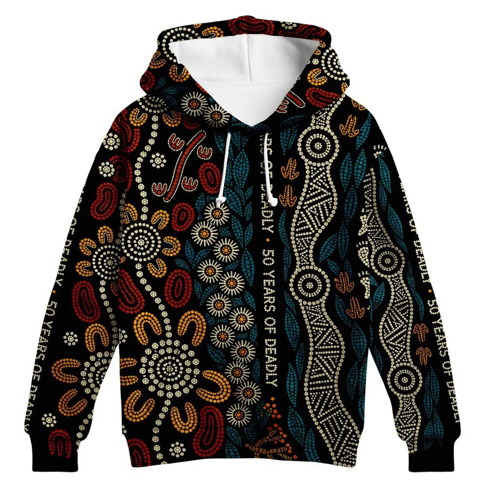 Aboriginal Dot Painting Hoodie NAIDOC 2026 50 Years Of Deadly Wildflowers Zip Up Hoodie