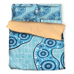 Aboriginal Dot Painting Bedding Set Waterhole Blue Rarrk