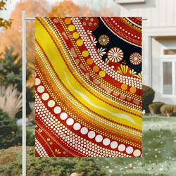 Aboriginal Dot Painting Garden Flag Running Water Plants Red Yellow