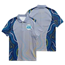 Aboriginal Dot Painting Custom Logo Polo Shirt Running Water Royal Blue