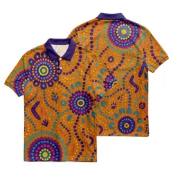 Aboriginal Dot Painting Polo Shirt Waterway Orange