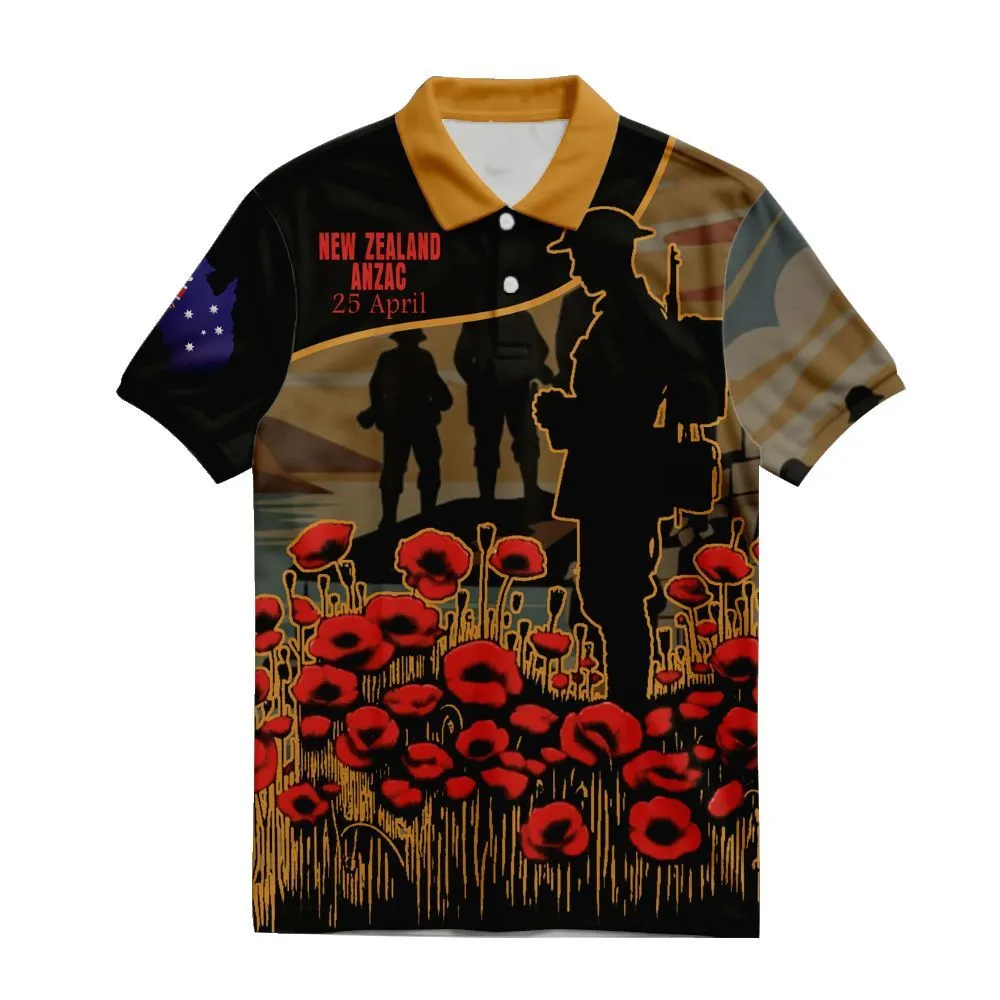 Lest We Forget Polo Shirt New Zealand Remembrance 25 April