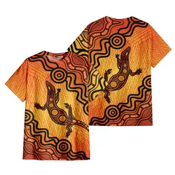 Aboriginal Rarrk T-Shirt Goanna Red Orange
