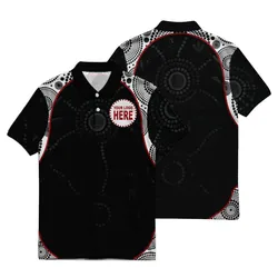 Aboriginal Dot Painting Custom Logo Polo Shirt Meeting Place White Black