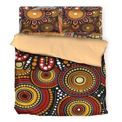 Aboriginal Dot Painting Bedding Set Campsite Red Brown