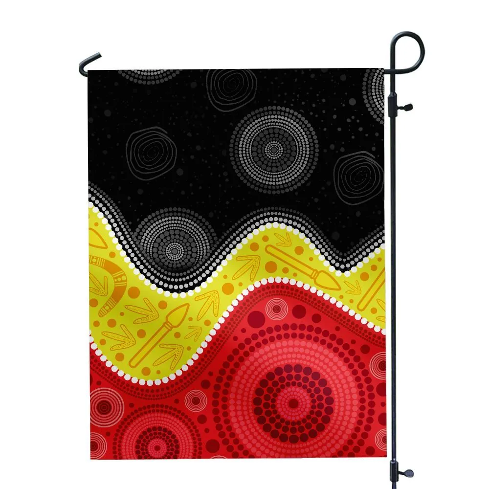 Aboriginal Dot Painting Garden Flag Red Earth Hunt