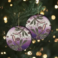 Aboriginal Dot Painting Ornament Dragonfly Mauve Urban Ceramic Ornament
