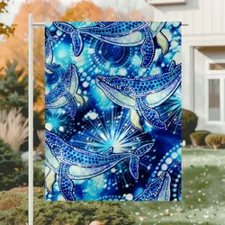Aboriginal Dot Painting Garden Flag Whale Pattern Blue