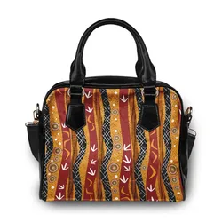 Aboriginal Rarrk Shoulder Handbag Emu Hunting Ochre Orange