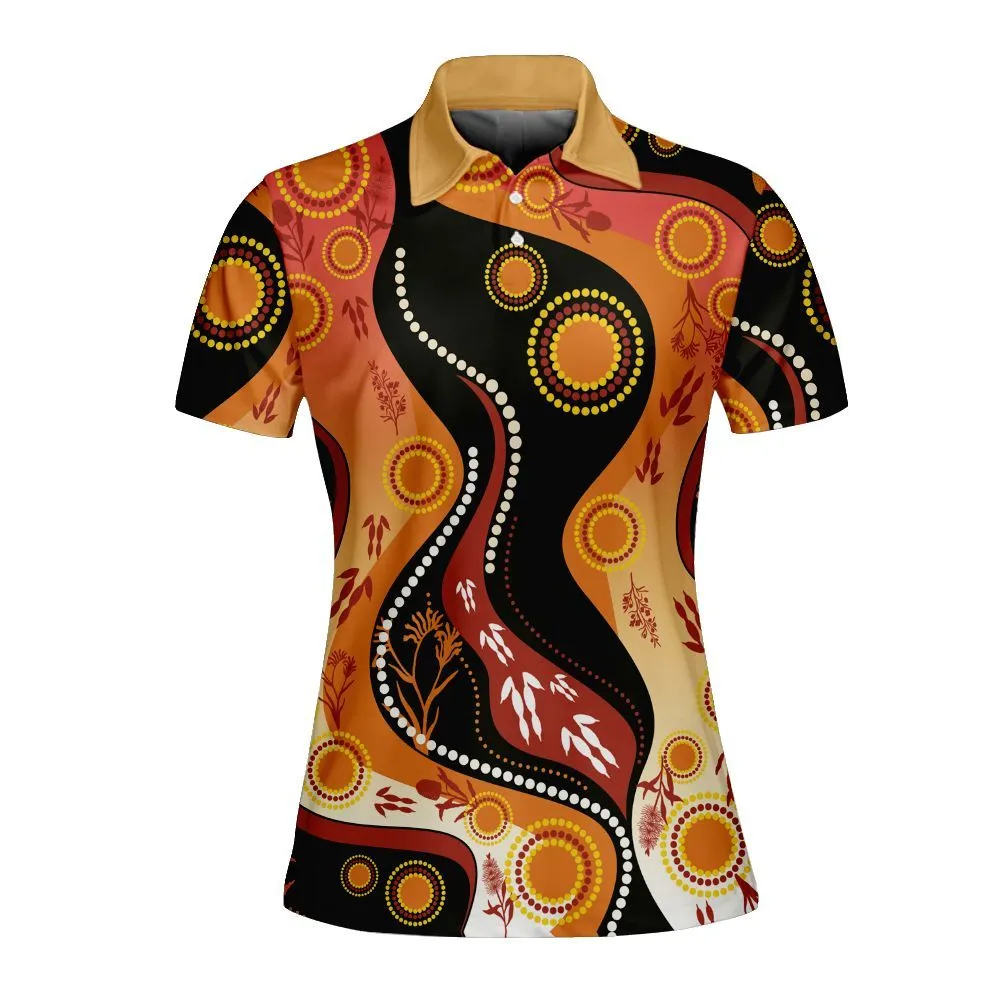 Aboriginal Urban Women Polo Shirt Flora Of The Dreaming