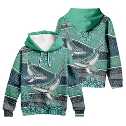 Aboriginal Dot Painting Hoodie Whale Dot Blue Green Zip Up Hoodie