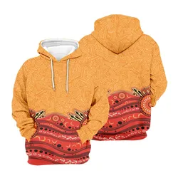 Aboriginal Rarrk Men's Hoodie Boomerang Spear Red Orange Dot Painting Zip Up Hoodie