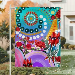 Aboriginal Urban Garden Flag Sturt’s Desert Pea And Waratah