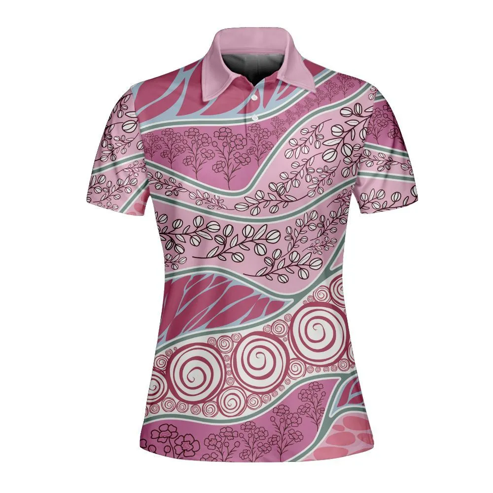 Aboriginal Urban Women Polo Shirt Bush Plant Pink