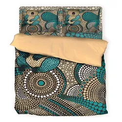 Aboriginal Dot Painting Bedding Set Koala Dot Art Sand Teal