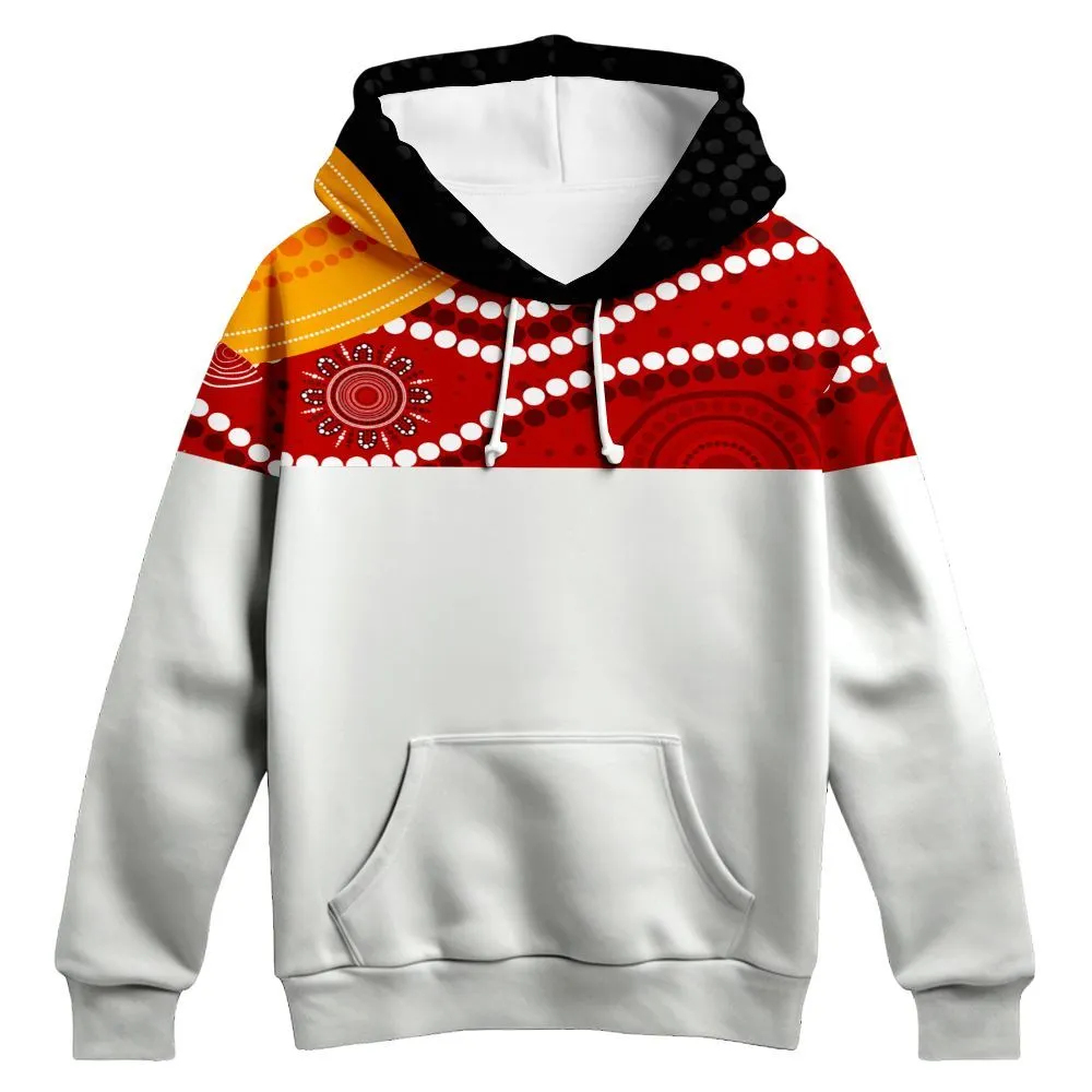 Aboriginal Dot Painting Hoodie Flag Sunset Black Red Zip Up Hoodie