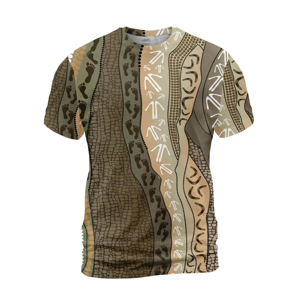 Aboriginal Rarrk Men's T-Shirt Hunting Grey Brown