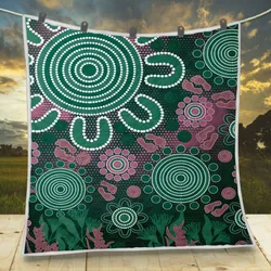 Aboriginal Dot Painting Quilt Spirit Bushland Deep Green