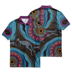 Aboriginal Rarrk Polo Shirt Kangaroo Symbol Blue