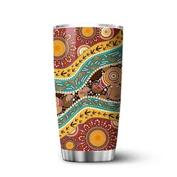 Aboriginal Dot Painting Tumbler Hunting Emu