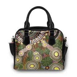 Aboriginal Dot Painting Shoulder Handbag Bushland Green