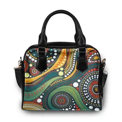 Aboriginal Dot Painting Shoulder Handbag Waterhole Green