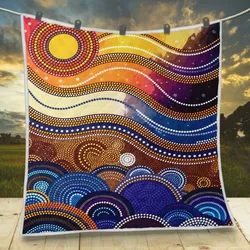 Aboriginal Dot Painting Quilt Ocean Journey Blue