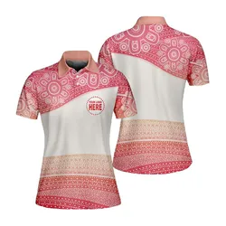 Aboriginal Dot Painting Custom Logo Women Polo Shirt Waterhole Pastel