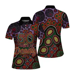 Aboriginal Dot Painting Women Polo Shirt NAIDOC Week 50 Years Of Deadly