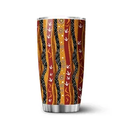 Aboriginal Rarrk Tumbler Emu Hunting Ochre Orange