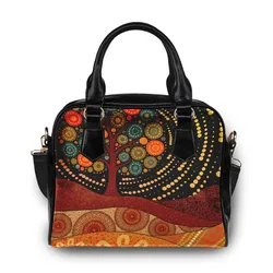 Aboriginal Dot Painting Shoulder Handbag Tree Red