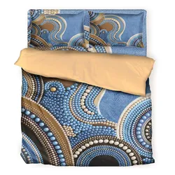 Aboriginal Dot Painting Bedding Set Waterhole Blue